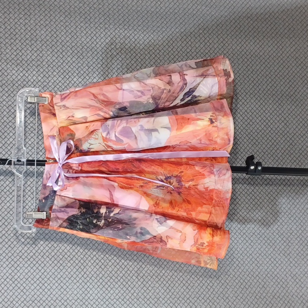 Bebe size 6 Orange Floral 2 Layer Skirt